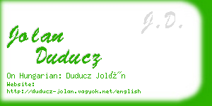 jolan duducz business card